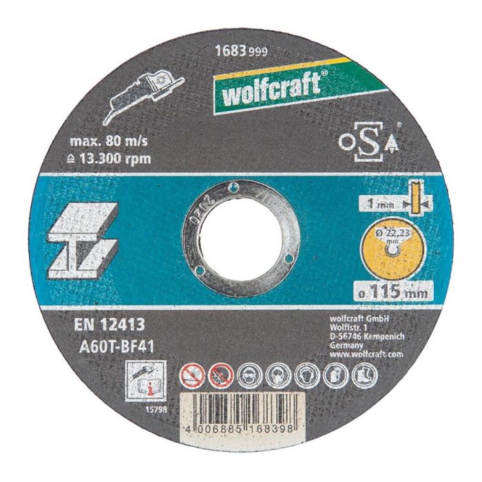 Wolfcraft Disco de corte para metal Ø115x1,0x22,23mm 1683999 - Corte limpio y sin vibraciones 0 Wolfcraft Disco de corte para metal Ø115x1,0x22,23mm 1683999 - Corte limpio y sin vibraciones 0