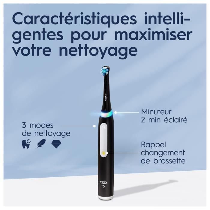 Oral-B iO 3 Pack de 2, cepillos de dientes eléctricos negro y azul, 2 cabezales, 1 estuche de viaje 3 Oral-B iO 3 Pack de 2, cepillos de dientes eléctricos negro y azul, 2 cabezales, 1 estuche de viaje 3