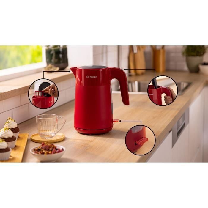 Hervidor - BOSCH - TWK2M164 MyMoment - Rojo mate - indicador de taza - nivel de agua visible en el mango 3