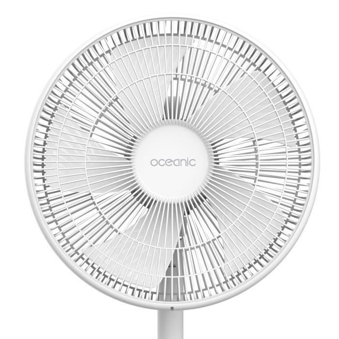 OCEANIC Ventilador de pie - 50 W - Ø 40 cm - 3 velocidades - Oscilante - Inclinable - Blanco 1