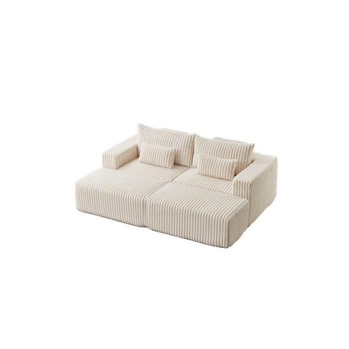 Sofa Scandi DKD Home Decor Crema 158 x 91 x 220 cm Sofa Scandi DKD Home Decor Crema 158 x 91 x 220 cm
