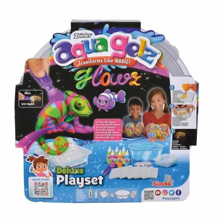 Aqua Gelz - Set de creación de figuras 3D - Colores fosforescentes - A partir de 8 años