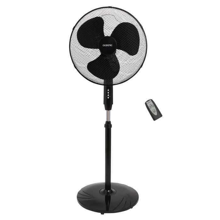 OCEANIC Ventilador de pie - 45 W - Ø 44 cm - 3 velocidades - Oscilante - Inclinable - Negro OCEANIC Ventilador de pie - 45 W - Ø 44 cm - 3 velocidades - Oscilante - Inclinable - Negro