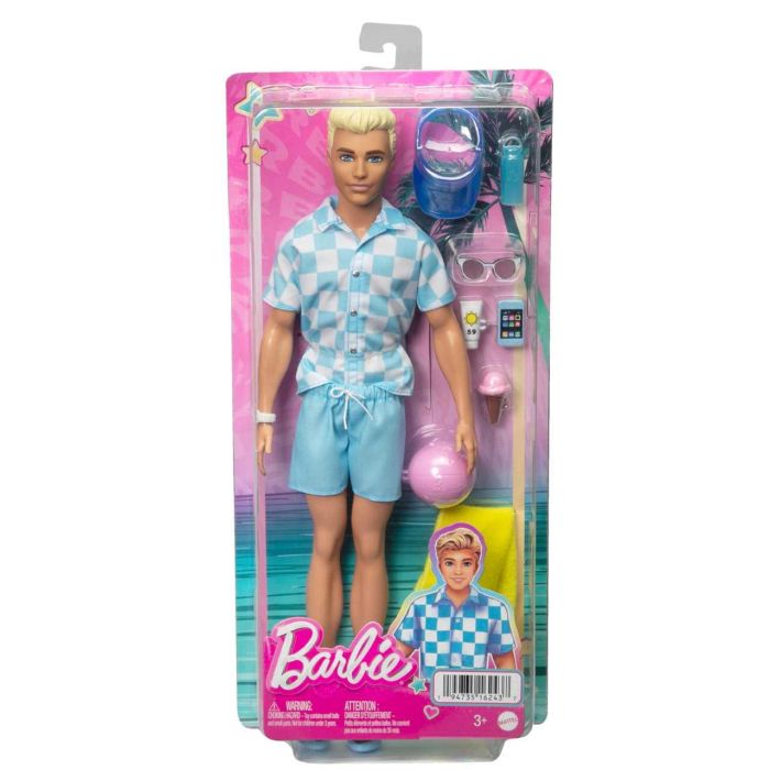 Barbie Muñeco Ken Día De Playa HPL74 Mattel Muñeco con Accesorios Playeros para Niños y Niñas +3 Años 5