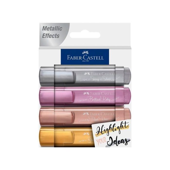 Rotulador Faber Castell Fluorescente Textliner 46 Metalico Estuche De 4 Unidades Colores Surtidos Rotulador Faber Castell Fluorescente Textliner 46 Metalico Estuche De 4 Unidades Colores Surtidos