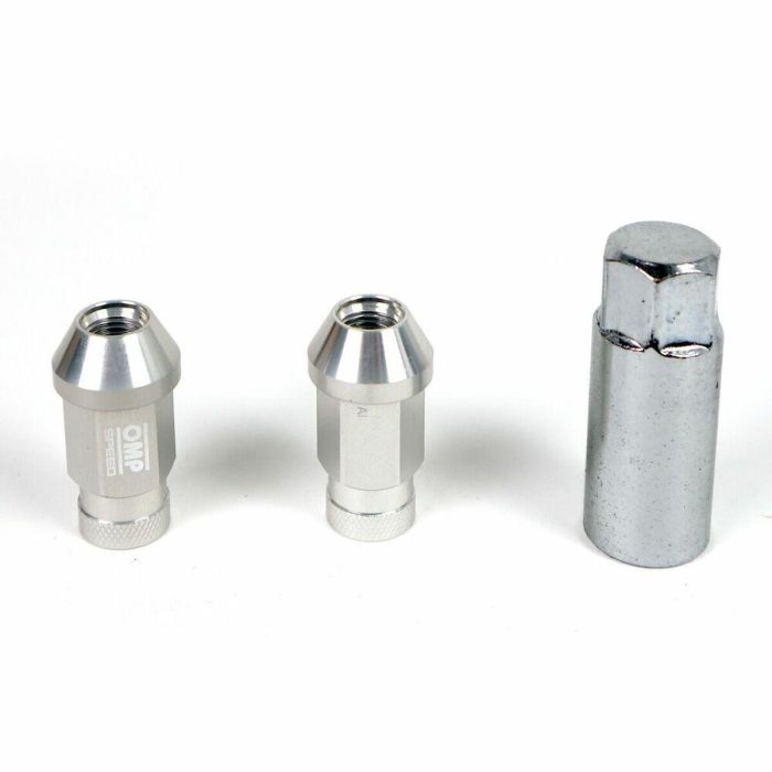 Set Tuercas OMP 7075 40 mm M14 x 1,50 20 uds Plata Set Tuercas OMP 7075 40 mm M14 x 1,50 20 uds Plata