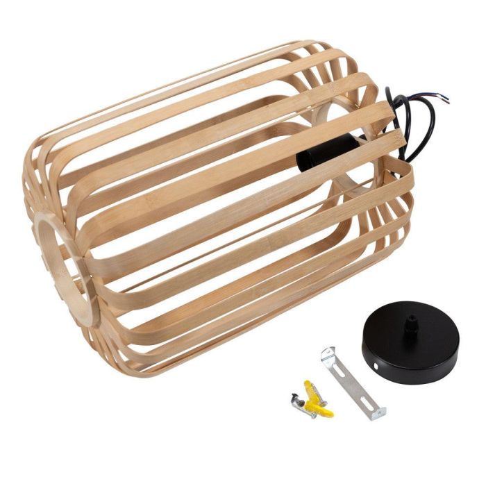 Bytom SKD-P80109 Lámpara Colgante de Techo Ratán Natural Boho Chic para Interior, Compatible con Bombilla E27 LED CCT RGB 4