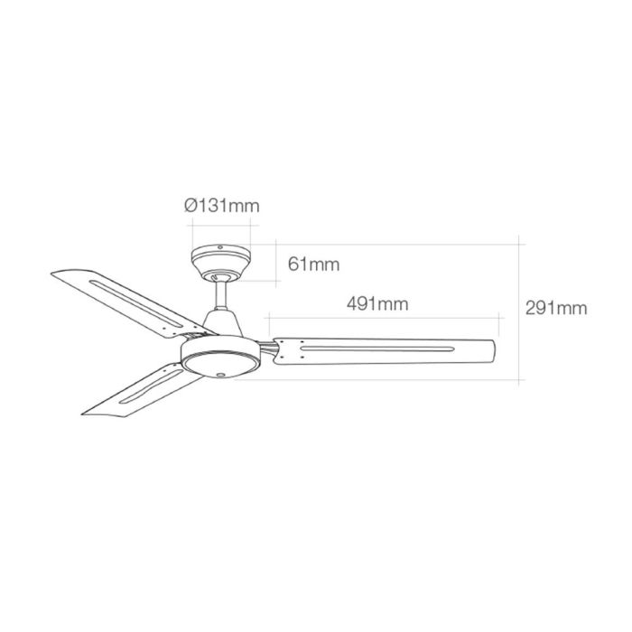 Edm Ventilador de techo mini industrial blanco Ø120cm, 5 velocidades, control de pared 1 Edm Ventilador de techo mini industrial blanco Ø120cm, 5 velocidades, control de pared 1
