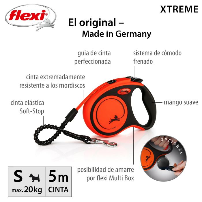 Correa Flexi Xtreme S Cinta 5M Negro-Naranja 4 Correa Flexi Xtreme S Cinta 5M Negro-Naranja 4