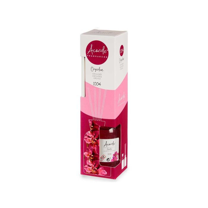 Mikado 100 ml con varilla orquídea Acorde - Vidrio, madera, fragancia rosa - 5.5x21.3x5.5 cm (12 Unidades) 2