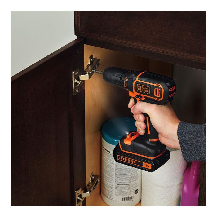 Black+Decker Taladro Atornillador 18V BDCDC18K-QW con Maletín, Batería de Litio y Cargador 2