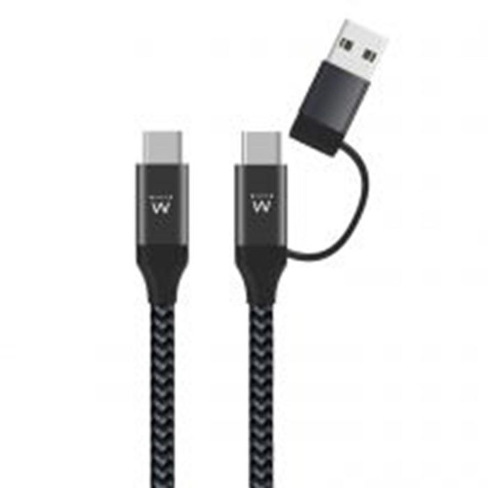 Ewent EW9918 Cable USB-C a USB-C / USB-A 1 Metro Carga Rápida 60W Power Delivery Quick Charge Trenzado Nylon 1 Ewent EW9918 Cable USB-C a USB-C / USB-A 1 Metro Carga Rápida 60W Power Delivery Quick Charge Trenzado Nylon 1