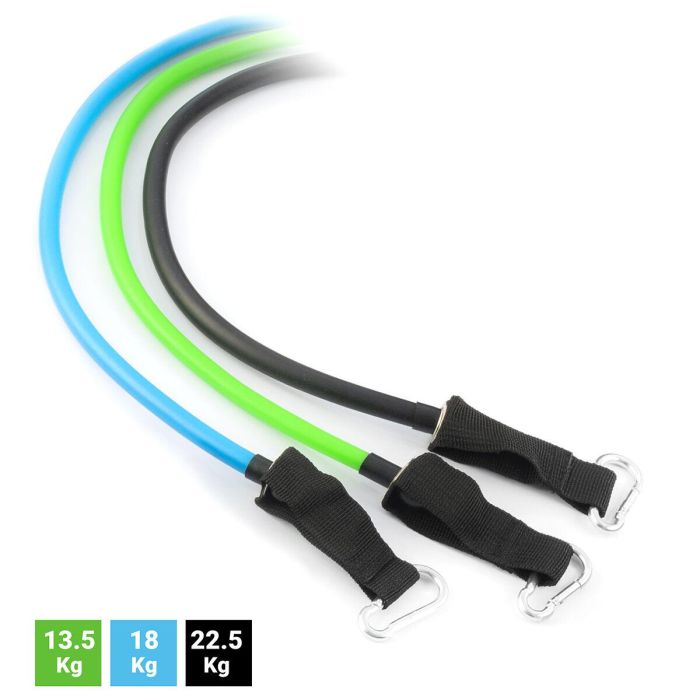 Set de Bandas de Resistencia con Accesorios y Guía de Ejercicios Tribainer InnovaGoods 3 Unidades 21 Set de Bandas de Resistencia con Accesorios y Guía de Ejercicios Tribainer InnovaGoods 3 Unidades 21