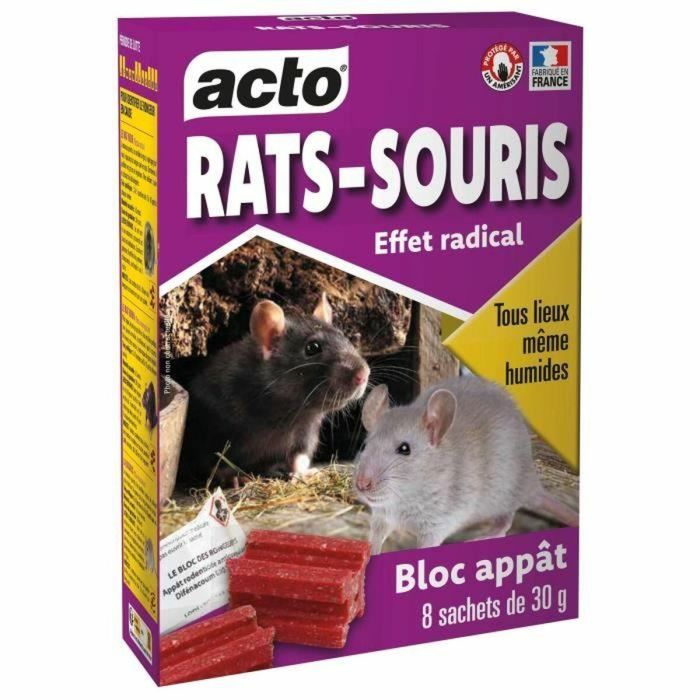 Cebo para ratas y ratones - ACTO - 12 bloques de 20 g - Muy atractivo - Control eficaz de roedores - Peso total 240 g 2 Cebo para ratas y ratones - ACTO - 12 bloques de 20 g - Muy atractivo - Control eficaz de roedores - Peso total 240 g 2