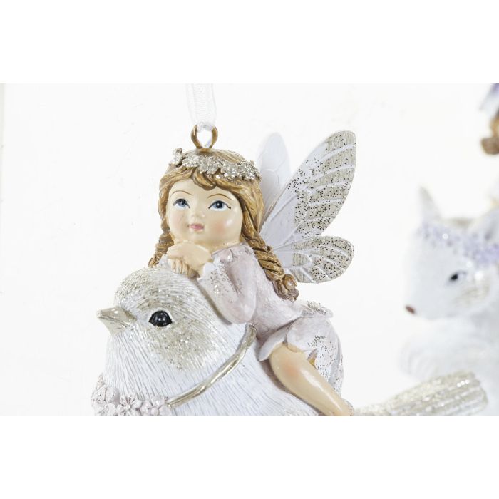 DKD Home Decor Colgante Decoración Navideña Hada Fantasía Resina Blanco Dorado, Set 6 Unidades Surtidas 5x9x9cm 2 DKD Home Decor Colgante Decoración Navideña Hada Fantasía Resina Blanco Dorado, Set 6 Unidades Surtidas 5x9x9cm 2