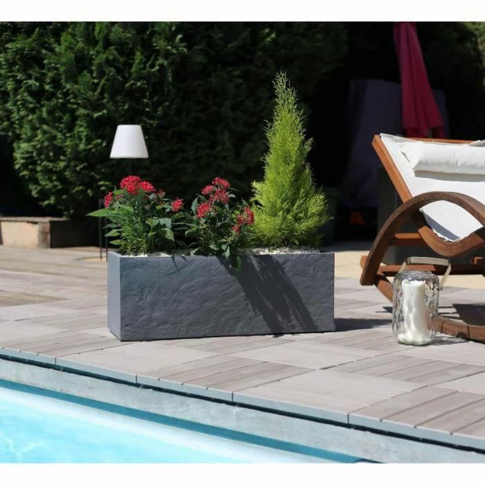 Eda AUC3086960253240 Jardinera Volcania'Up 57 L Imitación Piedra Gris Antracita 79.5 x 29.5 x 29.5 cm 1