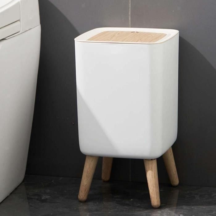 Papelera de baño con empuje independiente - MALMO SQUARE - KITCHEN MOVE - 10L - Madera de diseño 1