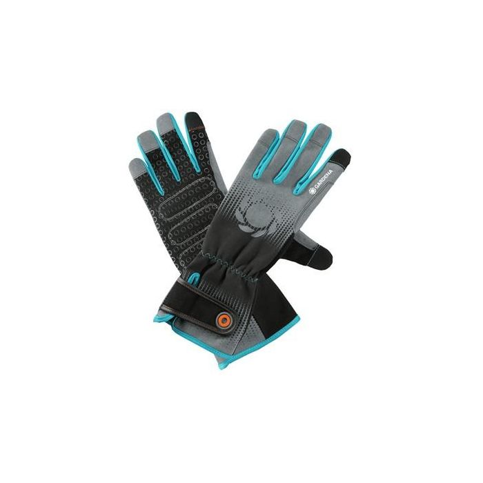 Gardena 11541-20 Guantes de Jardinería para Rosas, Talla L (9), Algodón, Elastano, Nylon, Poliéster, Poliuretano, Negro/Azul/Gris