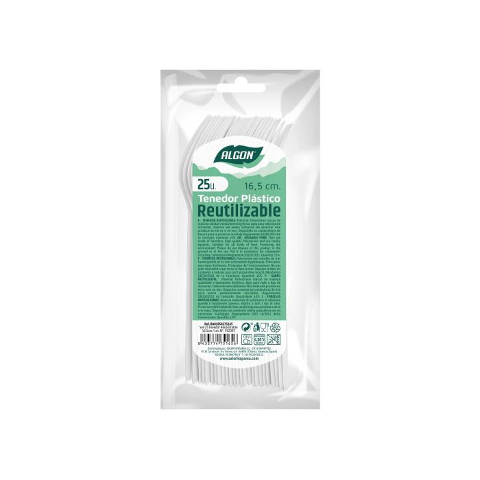 Set de 25 tenedores ecológicos Algon 16.5 cm (36 Cajas) 1 Set de 25 tenedores ecológicos Algon 16.5 cm (36 Cajas) 1