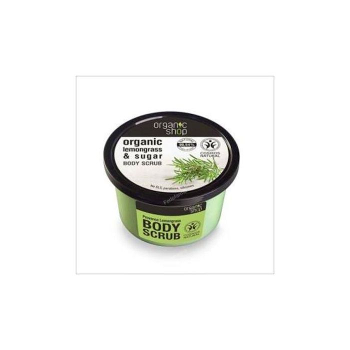 ORGANIC SHOP Exfoliante Corporal Refinador Citronela 250ml - Azúcar Natural, Limpia y Alisa la Piel, Sin SLS, Parabenos ni Siliconas