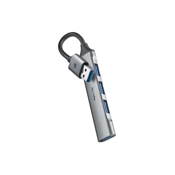 NGS IHUB4 MICRO Hub USB 4 Puertos: 1x USB 3.2 Gen1 de 5Gbps y 3x USB 2.0. Compacto, Plug & Play para PC y Mac.