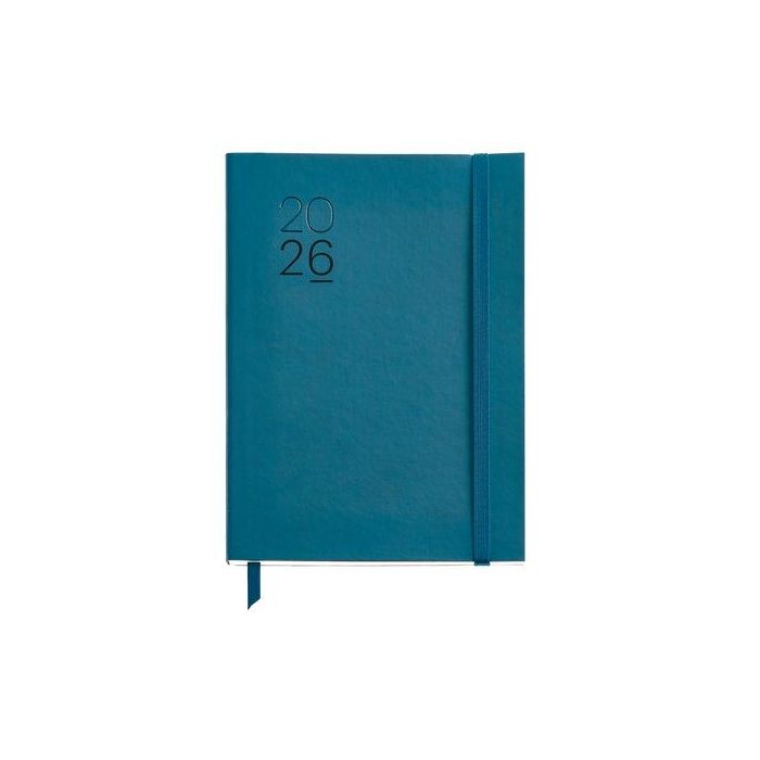 Agenda Anual (2026) Catalan Miquelrius Basic Luxor Cosida Tapa Simil Piel Con Goma Plus 155X213 D/P Blau