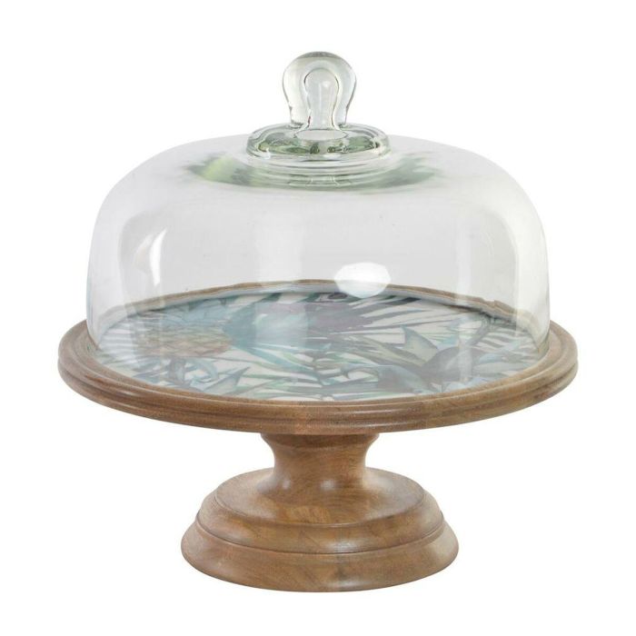 DKD Home Decor Bandeja Tropical Madera de Mango y Cristal Verde Natural 30x30x33 cm DKD Home Decor Bandeja Tropical Madera de Mango y Cristal Verde Natural 30x30x33 cm