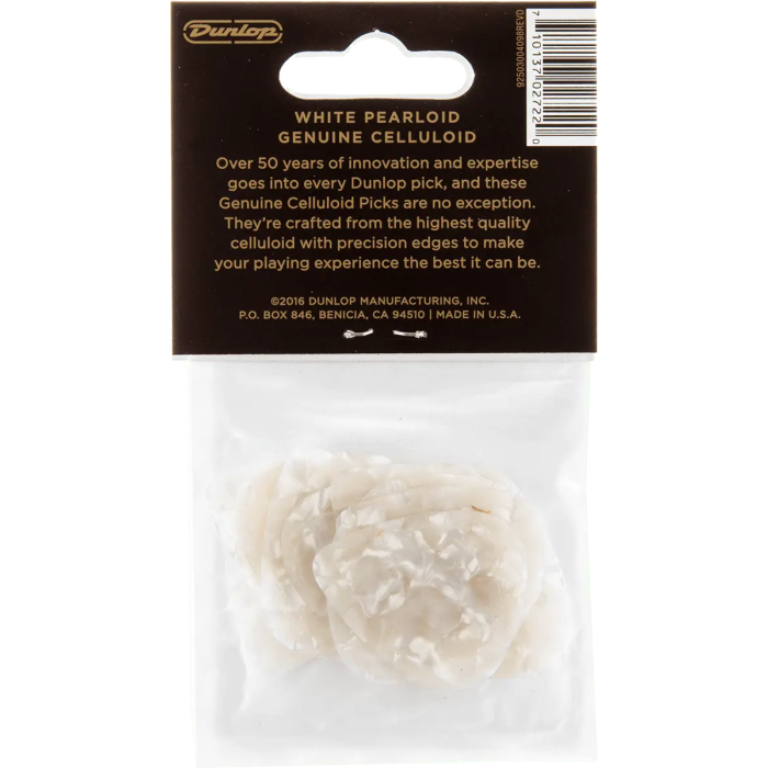 Dunlop Pack 12 Púas Genuine Celluloid Thin Blanco Perlado 4