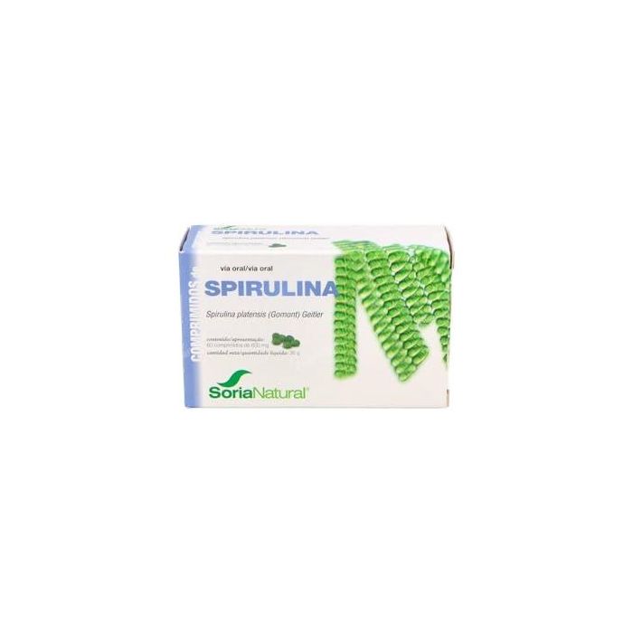 SORIA NATURAL Spirulina 60 Comprimidos. Suplemento alimenticio con proteínas, vitaminas y minerales.