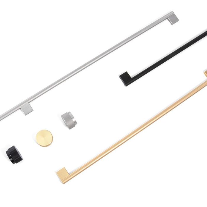 Viefe Tirador Graf Big de Aluminio Acabado Latón Oscuro para Armario de 120 cm (1200 mm) con 3 Agujeros, Barra Ø14mm y Alto 41mm 1