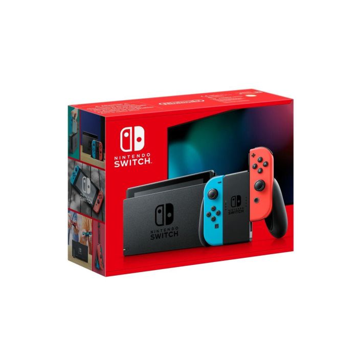 Nintendo Switch Console con un Neon Red Joy-Con y un Neon Blue Joy-Con