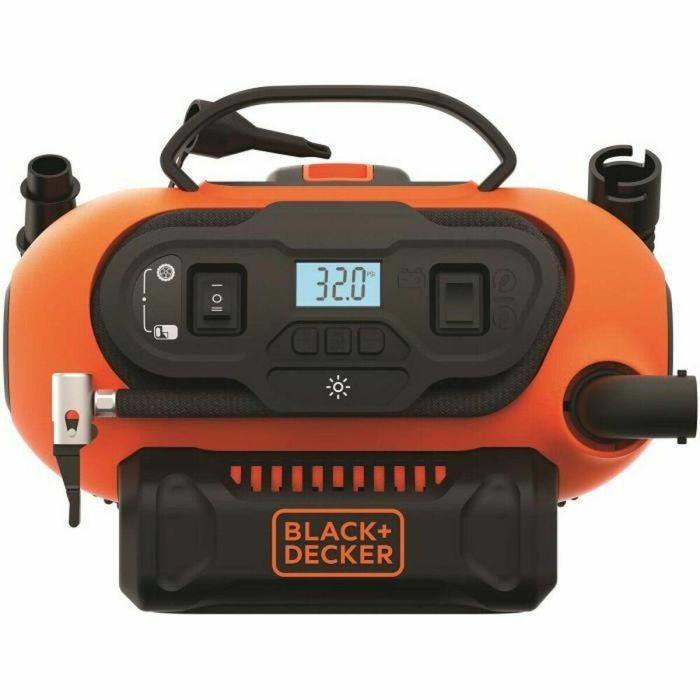 BLACK + DECKER BDCINF18N-QS Inflador-Compresor con o sin cable - Batería de 18 V / Cable de 220 V - 11 Barras / 160 PSI - 3 Agujas