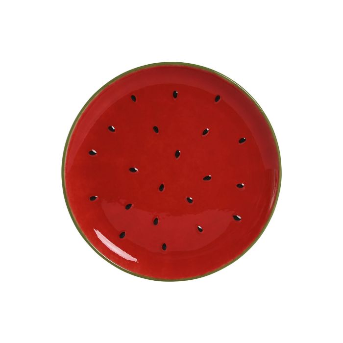 Plato Moderno DKD Home Decor Rojo Verde 27.5 x 3 x 27.5 cm (4 Unidades)