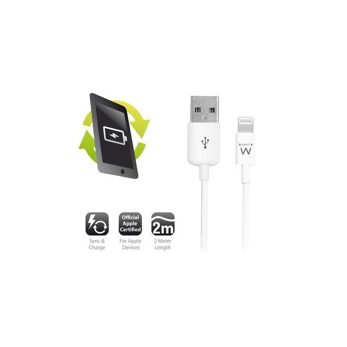 CABLE USB EWENT LIGHTNING- USB-A 2.0M BLANCO