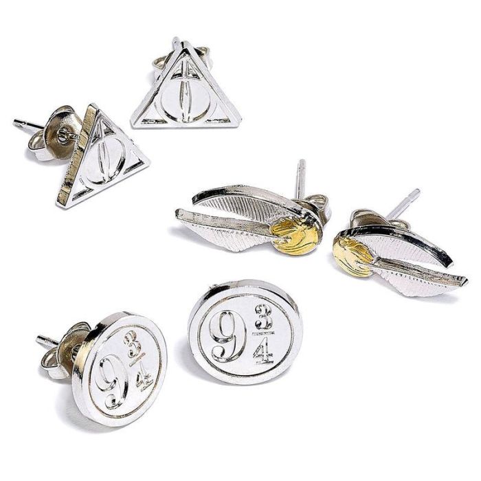 Set pendientes Deathly Hallows Golden Snitch Platform Harry Potter 3