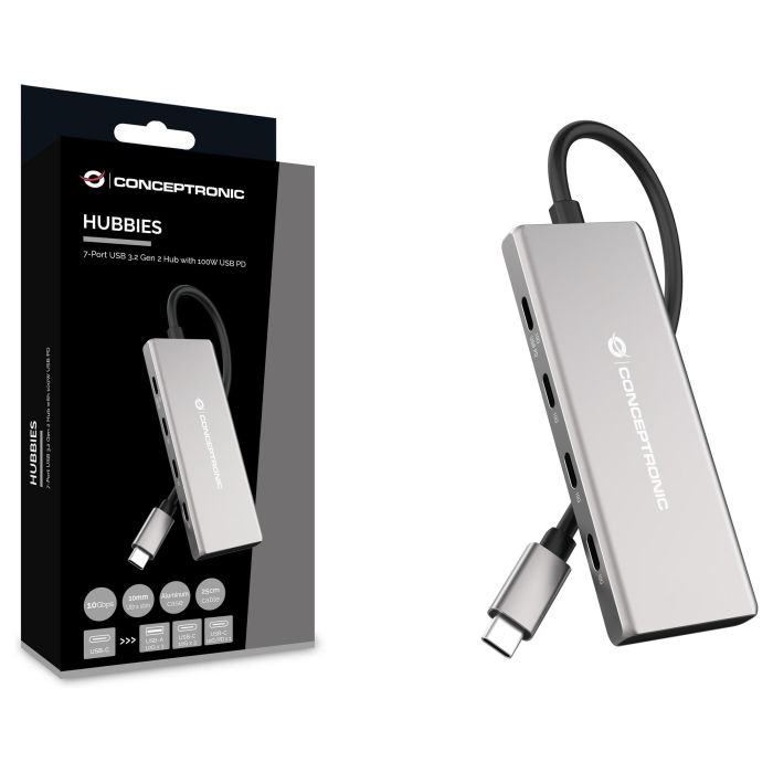 Conceptronic HUBBIES17G Hub USB 3.2 Gen 2 de 7 Puertos (4x USB-C, 3x USB-A) hasta 10 Gbps con Power Delivery 100W 3 Conceptronic HUBBIES17G Hub USB 3.2 Gen 2 de 7 Puertos (4x USB-C, 3x USB-A) hasta 10 Gbps con Power Delivery 100W 3