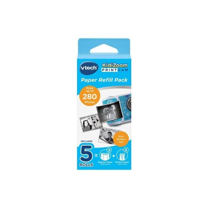 VTech Pack 5 Rollos Papel Térmico para Cámara Print Cam / 3 Rollos Térmicos y 2 Rollos Pegatina 80-417449-020 3