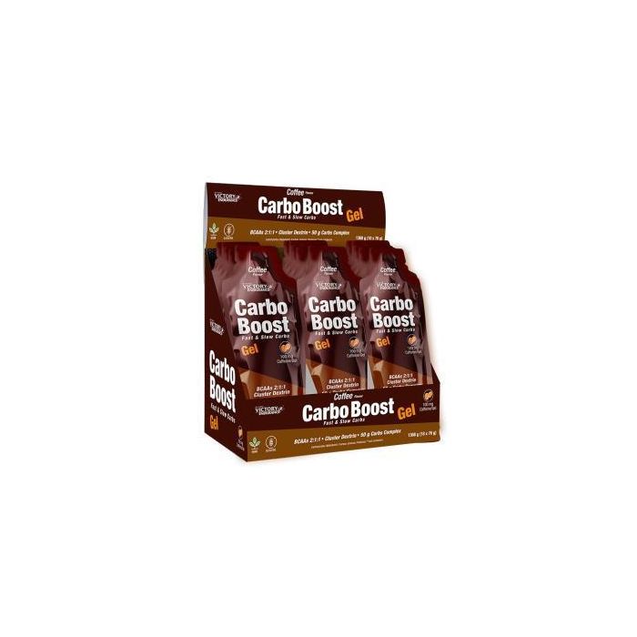 VICTORY ENDURANCE Carbo Boost Gel Café, Hidratos de Carbono y Aminoácidos, Energía para Ejercicio Prolongado, 18 Unidades