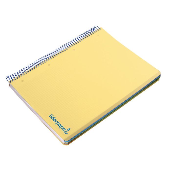 Cuaderno Espiral Liderpapel A4 Micro Wonder Tapa Plastico 120H 90 gr Cuadro 5 mm 5 Banda4 Taladros Color Amarillo 4