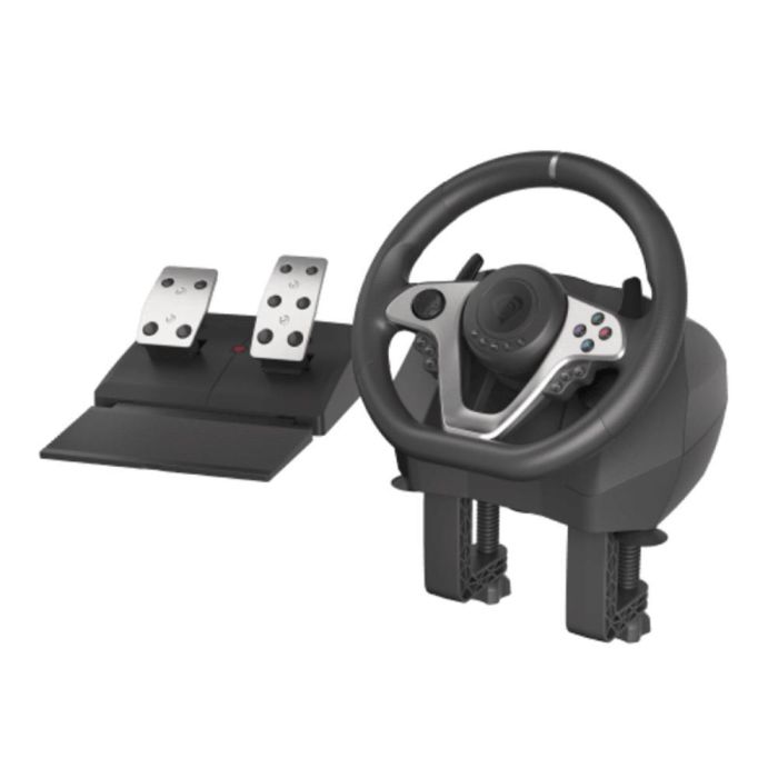 GENESIS Seaborg 400 Volante y Pedales USB Alámbrico con Vibración 900° para PC, Switch, PS3, PS4, Xbox 360, Xbox One, One S, One X Negro/Plata