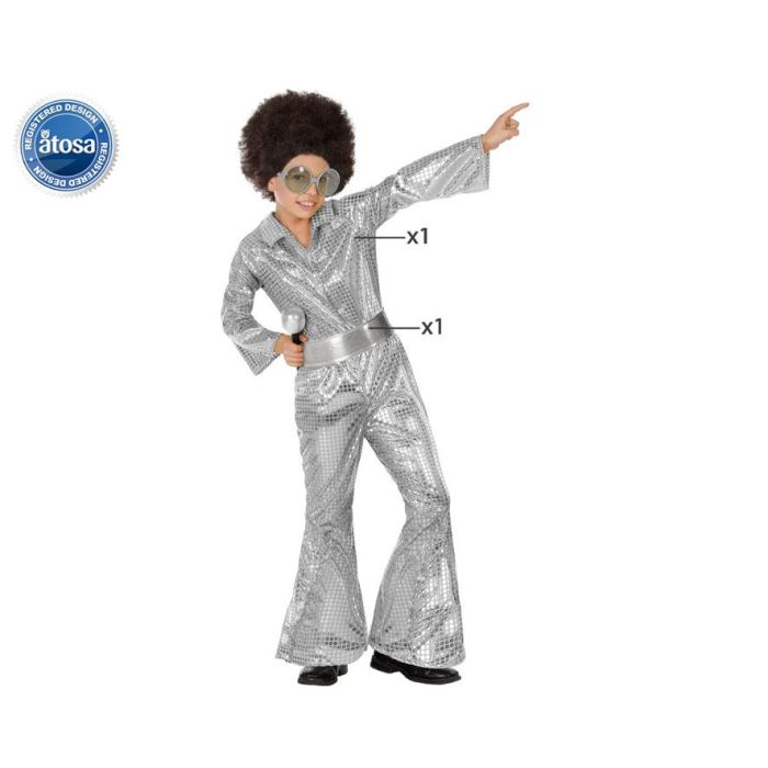 Disfraz Disco Plateado Niño Infantil 3-4 Años Disfraz Disco Plateado Niño Infantil 3-4 Años