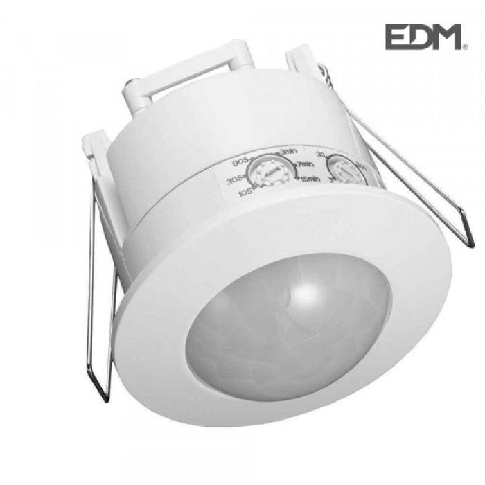 Edm Detector de movimiento empotrable 360°, distancia detección 6m, potencia max. 1200w, Ø7,5cm