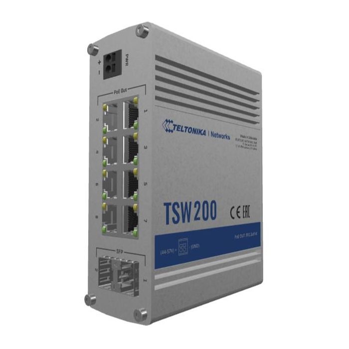 Teltonika Networks TSW200 Switch Industrial No Gestionado PoE+ 8 Puertos Gigabit Ethernet y 2 SFP Fibra Óptica, Raíl DIN, Sin Fuente Alimentación 4 Teltonika Networks TSW200 Switch Industrial No Gestionado PoE+ 8 Puertos Gigabit Ethernet y 2 SFP Fibra Óptica, Raíl DIN, Sin Fuente Alimentación 4