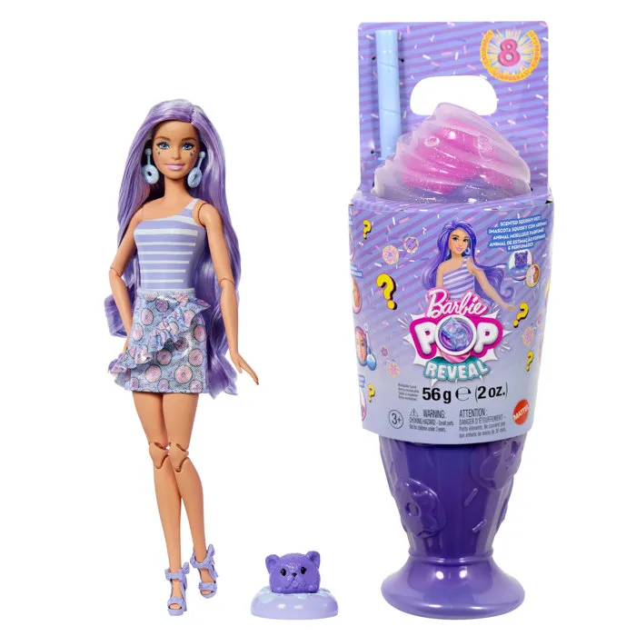 Mattel Barbie Muñeca Sorpresa Pop Reveal con Vaso Morado, Incluye 8 Sorpresas - Modelos Surtidos Mattel Barbie Muñeca Sorpresa Pop Reveal con Vaso Morado, Incluye 8 Sorpresas - Modelos Surtidos