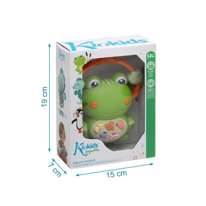 KioKids Juguete Musical Rana Verde con Luces, Sonidos Animales y Melodías, Educativo y Agarre Fácil para Bebés +12m 5