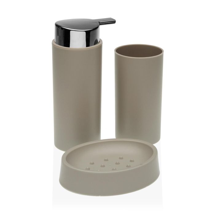 Set Disp.+Vaso+Jabonera Beige Versa 6X16CM (2 Unidades) Set Disp.+Vaso+Jabonera Beige Versa 6X16CM (2 Unidades)