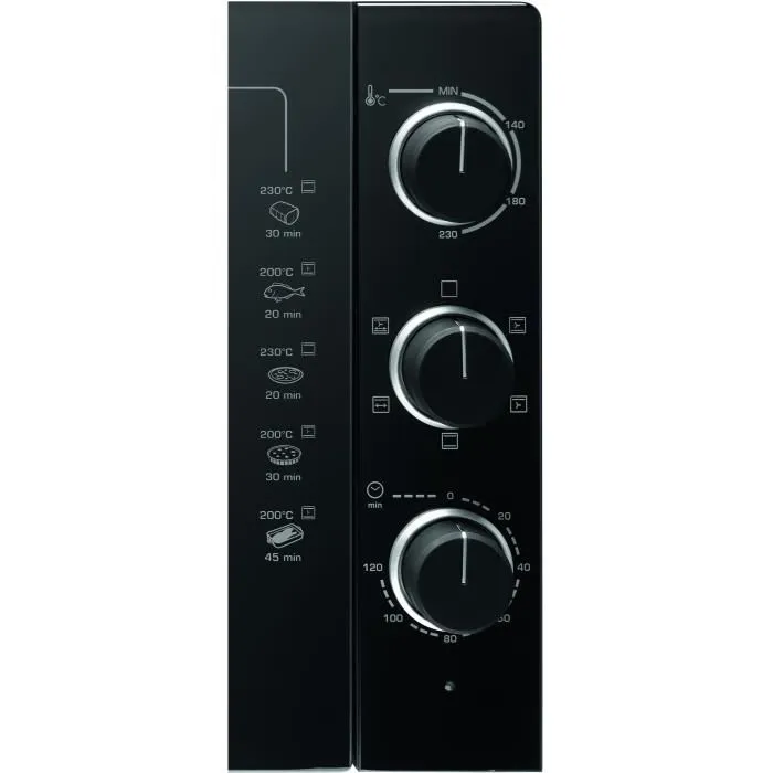 Brandt FC469MUB Mini-Horno Multifunción 46L 1800W Termostato 230°C Temporizador 120min Aluminio Negro 3