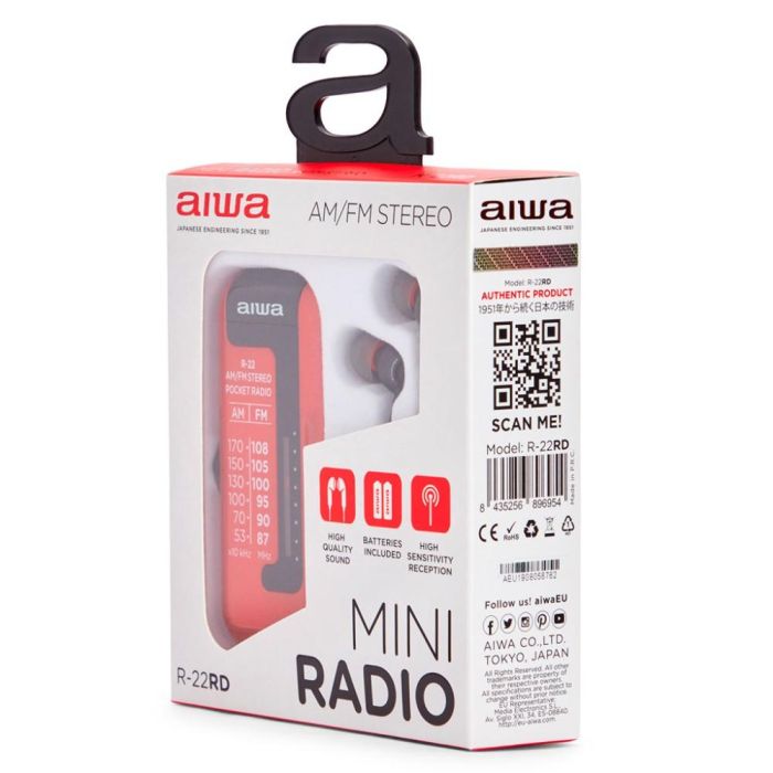 Radio Portátil Aiwa AM/FM Rojo 2 Radio Portátil Aiwa AM/FM Rojo 2