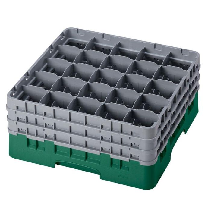 CAMBRO - 25S738-119 - Cesta de lavado 25 comp. 3 alturas - 8,7 cm Ø máx. - alt. máx. 20 cm - 50 x 50 x 22,5 cm - Verde sherwood