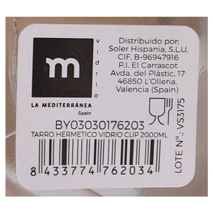 La Mediterranea Tarro Hermético de Vidrio con Cierre Clip, 2000 ml (6 Unidades) 14